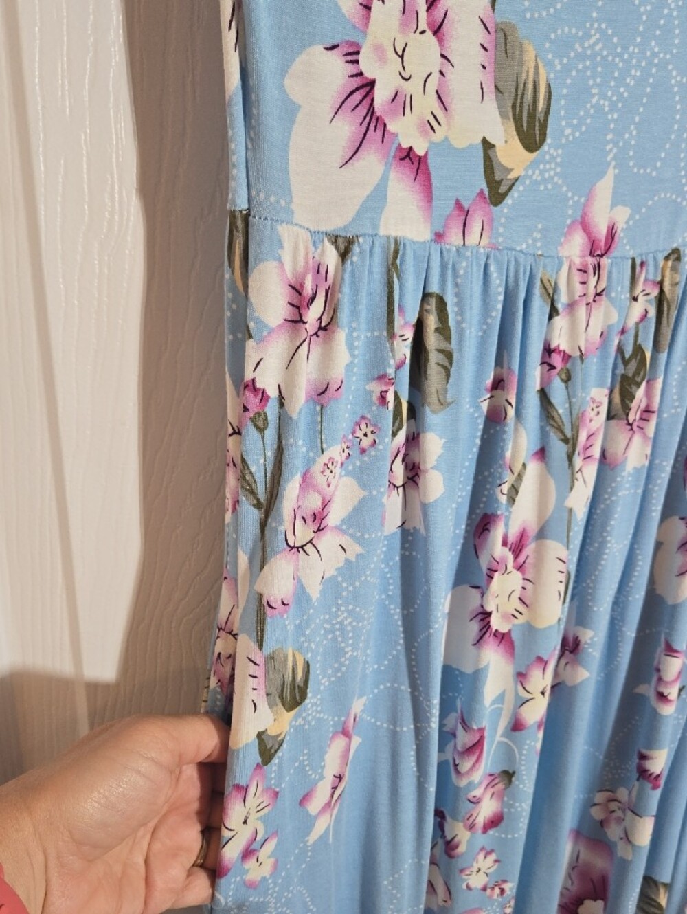 Viishow Light Blue Floral Maxi Dress with Short Sleeves Size Large - Picture 5 of 9